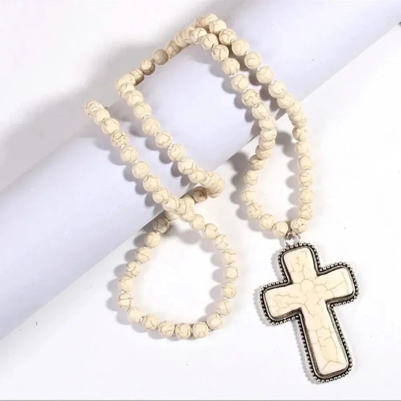 Anthropologie Magnesite Cross FINE Craftsmanship Necklace - Picture 4 of 10